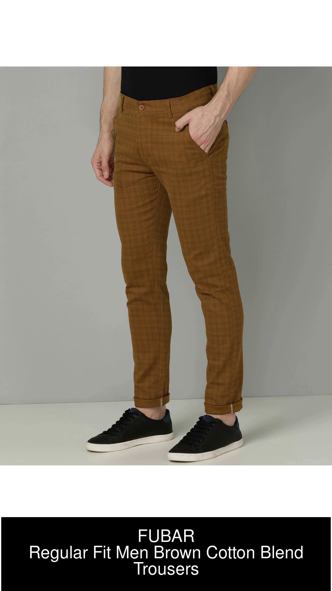 Buy Peter England Casuals Brown Cotton Slim Fit Trousers for Mens Online   Tata CLiQ