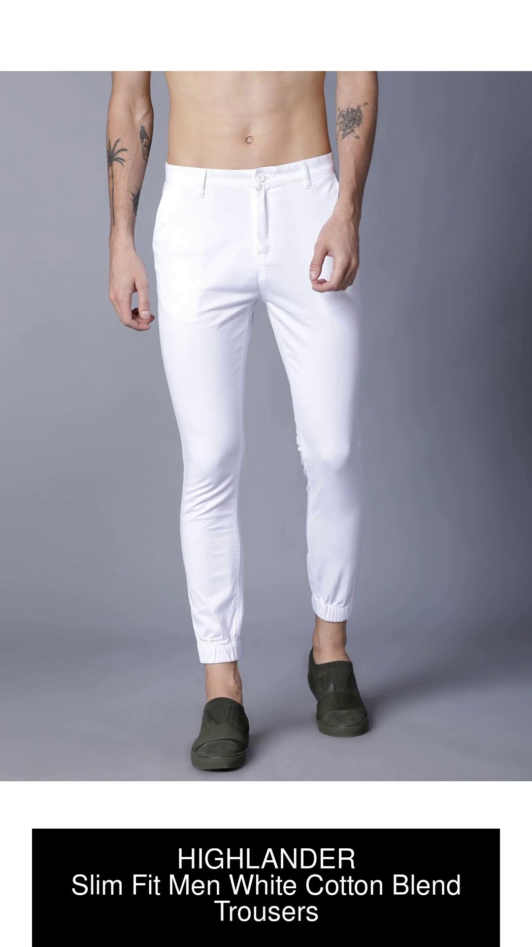 HIGHLANDER Slim Fit Men White Trousers - Buy WHITE HIGHLANDER Slim