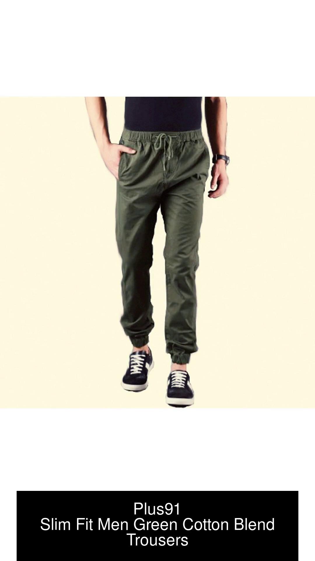 Plus91 Slim Fit Men Green Trousers - Buy Plus91 Slim Fit Men Green