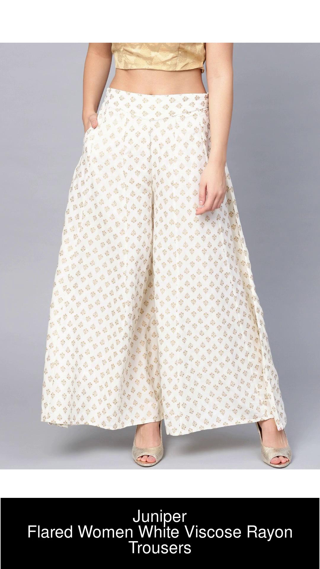 Juniper Flared Women White, Gold Trousers - Buy Juniper Flared Women White,  Gold Trousers Online at Best Prices in India