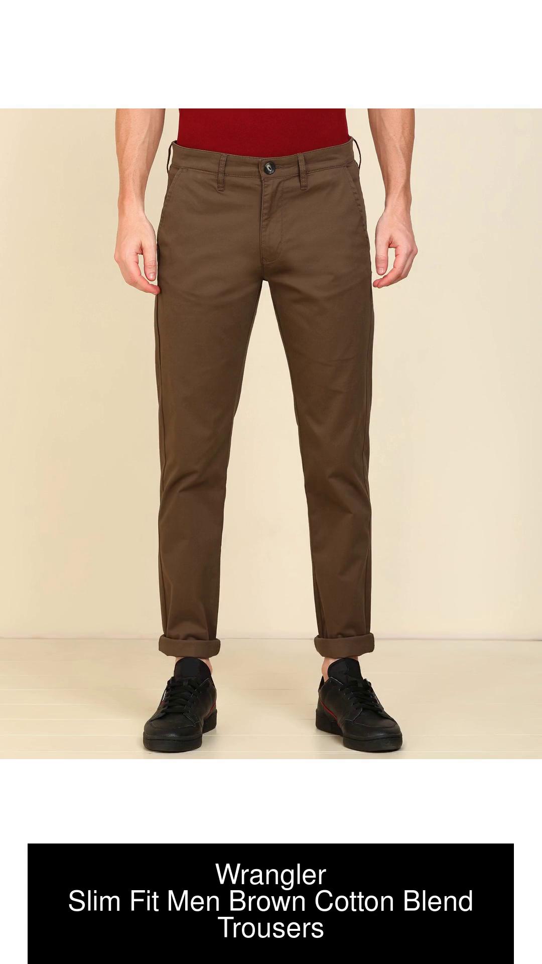 Buy WRANGLER Reinforced Solid Cotton Poly Spandex Straight Fit Mens  Trousers  Shoppers Stop