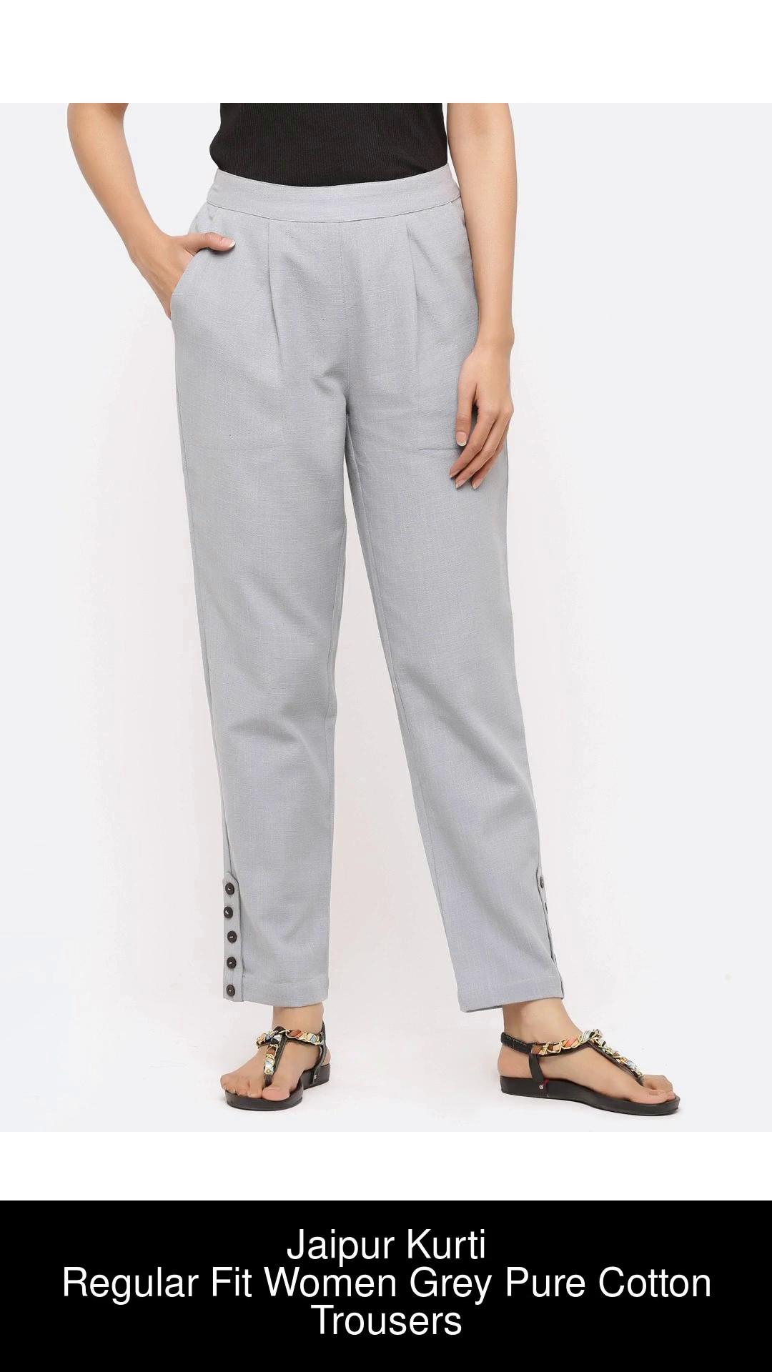 Buy Grey Trousers & Pants for Women by Jaipur Kurti Online