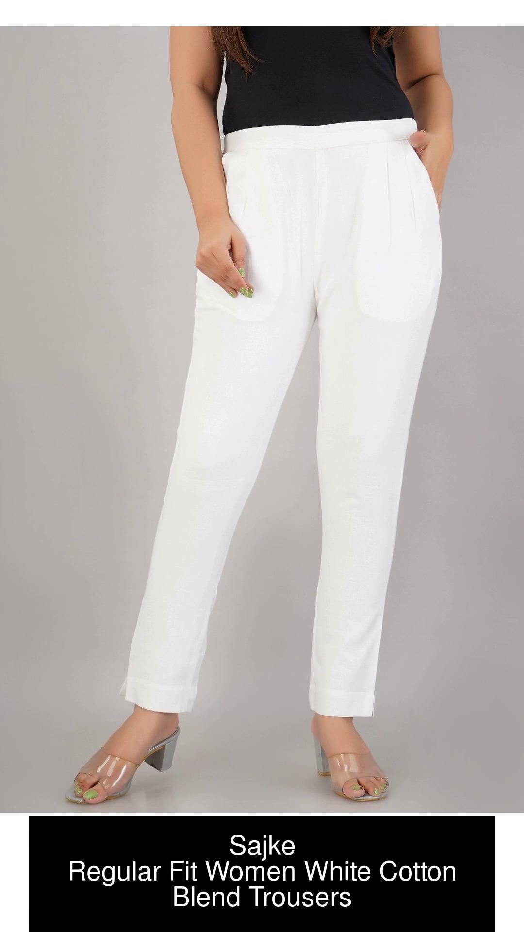 Yashu Creations Pure Cotton Casual Daily Wear Comfy Fabulous Women Trouser  Pant For Women's(White)