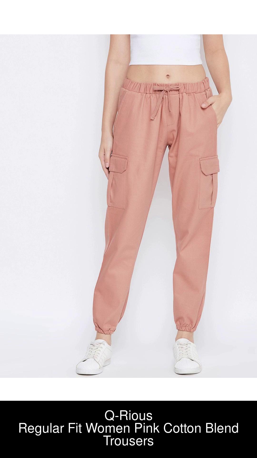 QRious Women Pink Solid Single Casual Trousers  JioMart