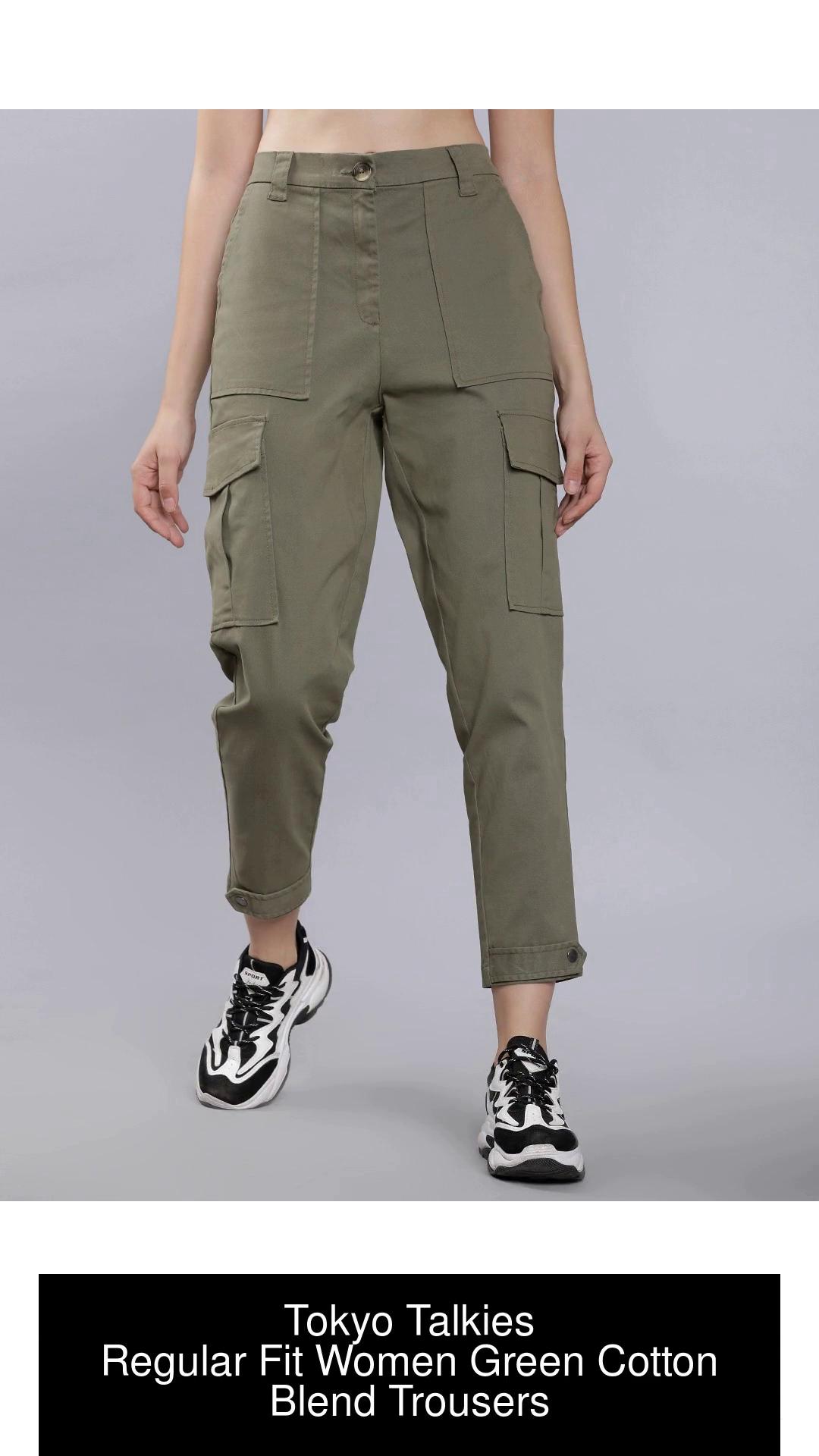 Buy Tokyo Talkies Green Relaxed Fit Track Pants for Women Online
