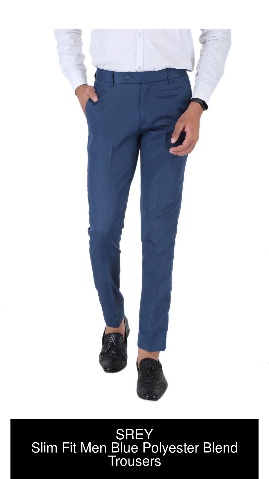 Buy Regular Fit Men Trousers Blue Poly Cotton Blend for Best Price  Reviews Free Shipping