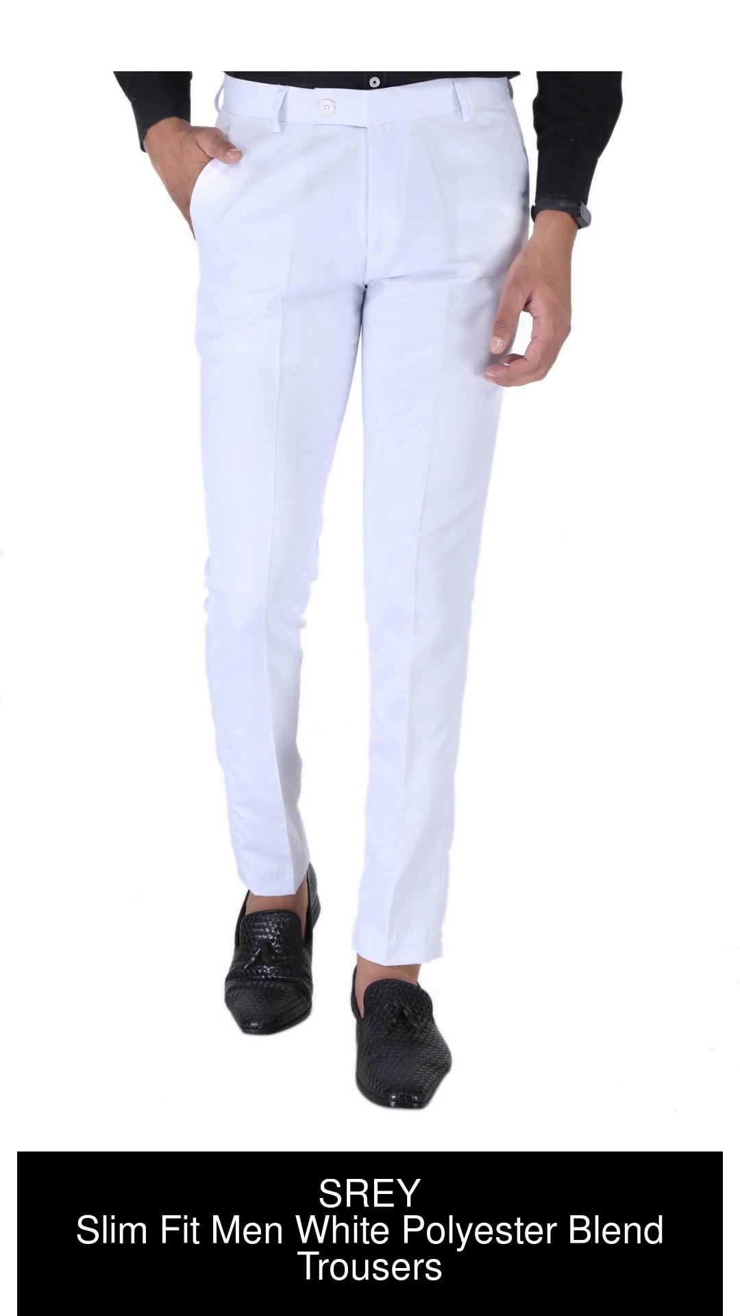 Buy Ether Men White Solid Sustainable Trousers  Trousers for Men 1284724   Myntra