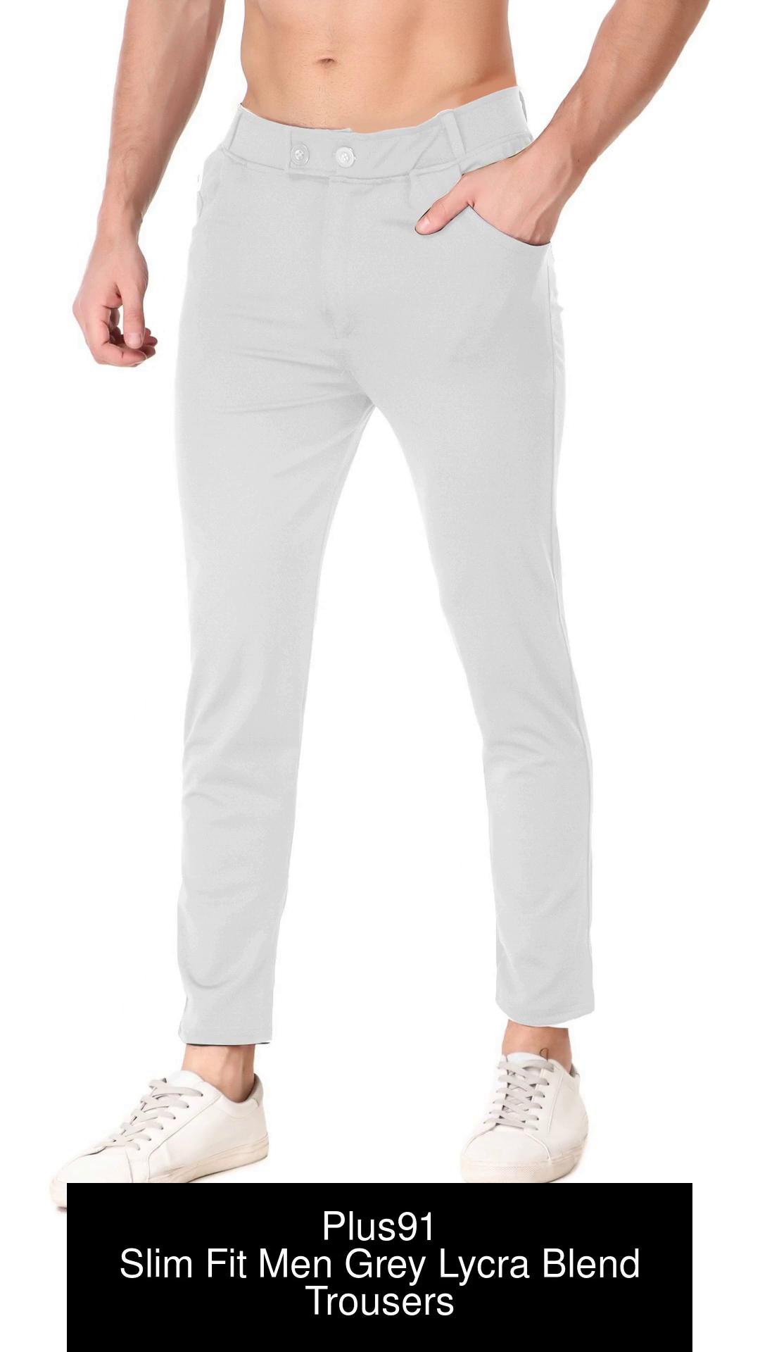 Plus91 Slim Fit Men Grey Trousers - Buy Plus91 Slim Fit Men Grey