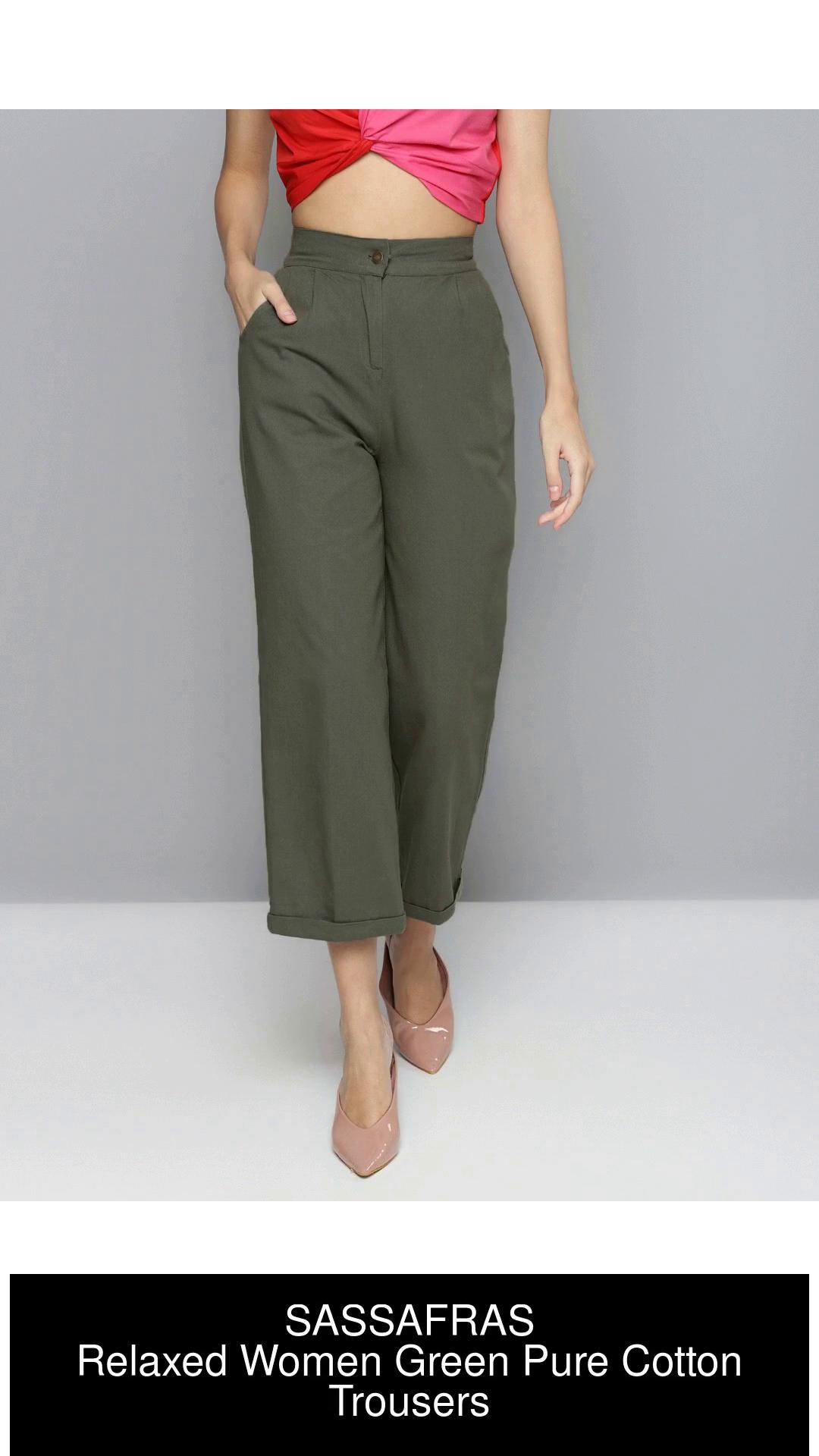 Olive Twill Straight Pants