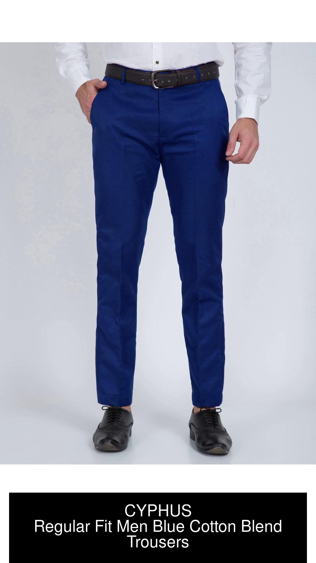 Stylish Plain Blue Cotton Trousers