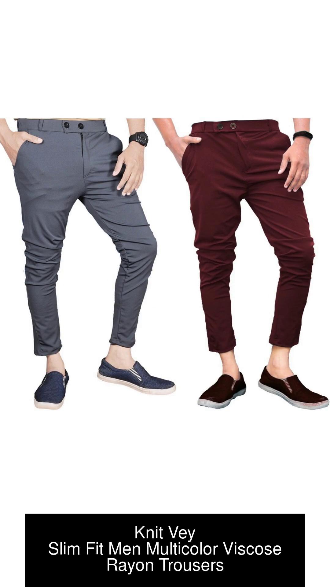 Mens Personality Knit Trousers Relaxed Stitching Color Knitting Casual  Pants  eBay