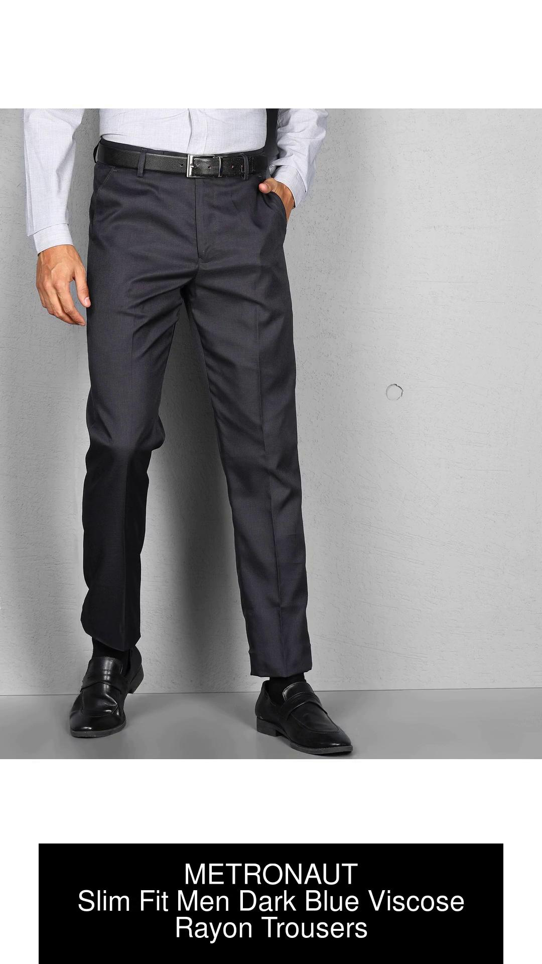 Jade Black Plain Solid Regular Fit Terry Rayon Pants For Men