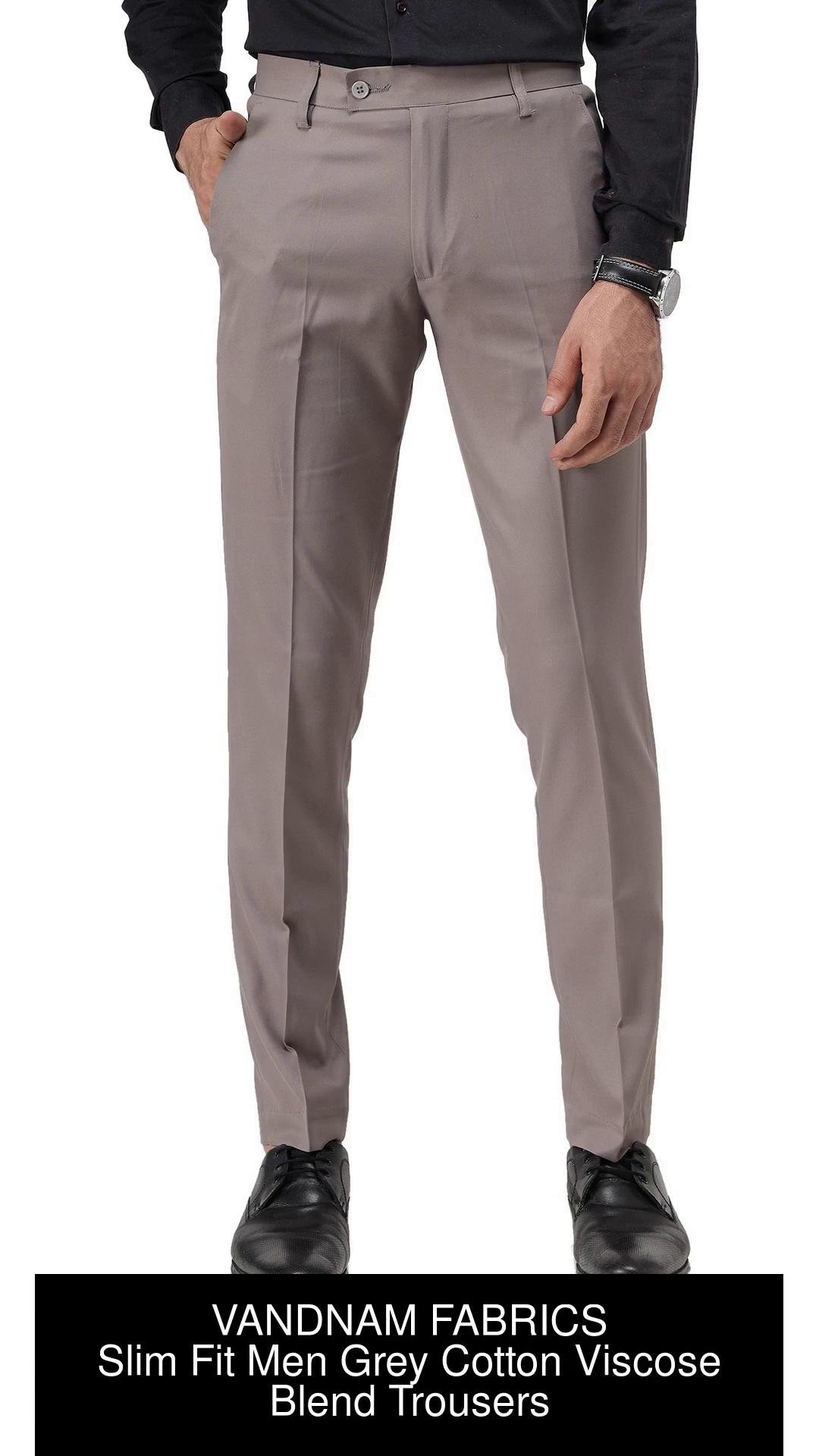 Buy LOUIS PHILIPPE Ltgrey Mens Slim Fit Solid Trousers  Shoppers Stop