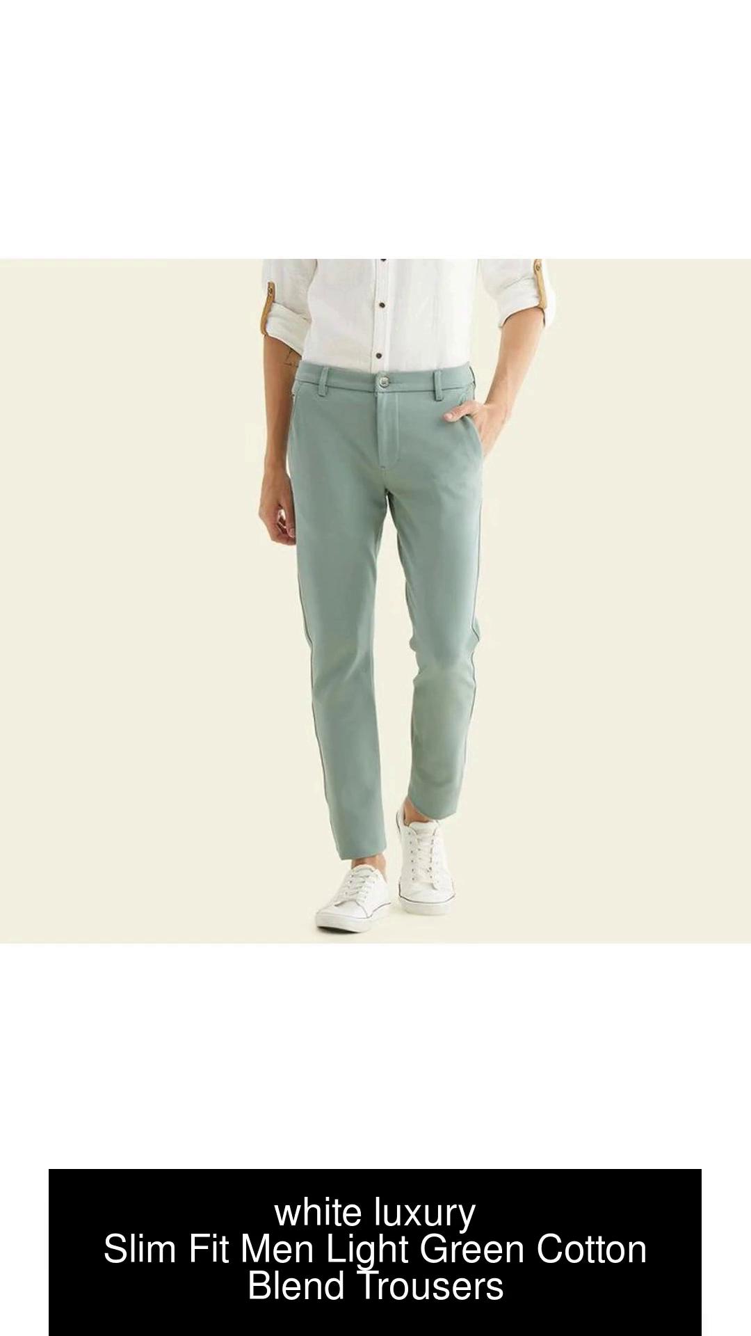 white luxury Slim Fit Men Light Green Trousers - Buy white luxury Slim Fit  Men Light Green Trousers Online at Best Prices in India