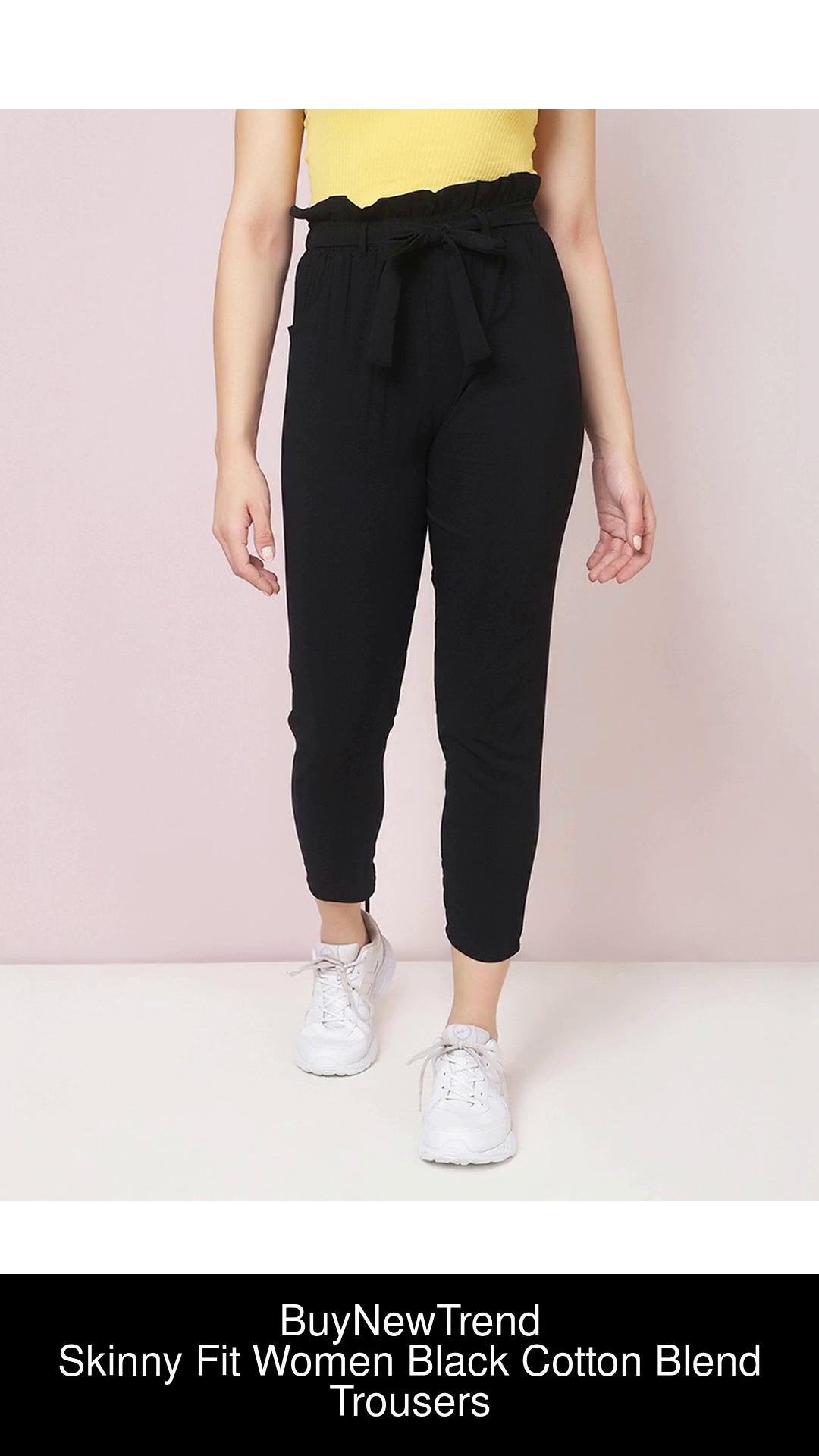 Black Belted Skinny Stretch Trousers  New Look
