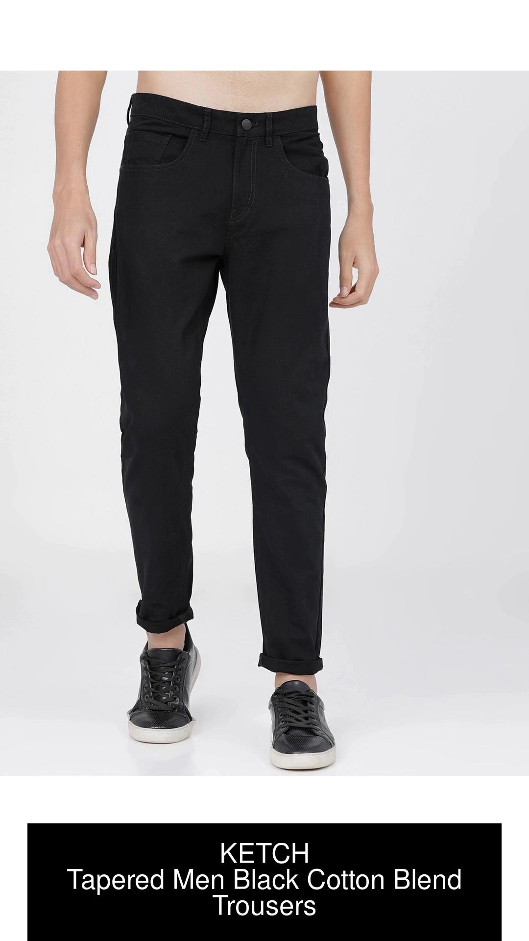 KETCH Tapered Men Black Trousers  Buy KETCH Tapered Men Black Trousers  Online at Best Prices in India  Flipkartcom