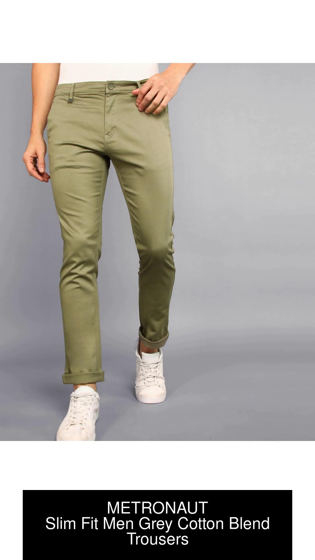 Buy METRONAUT Slim Fit Men Cotton Blend Grey Trousers Online