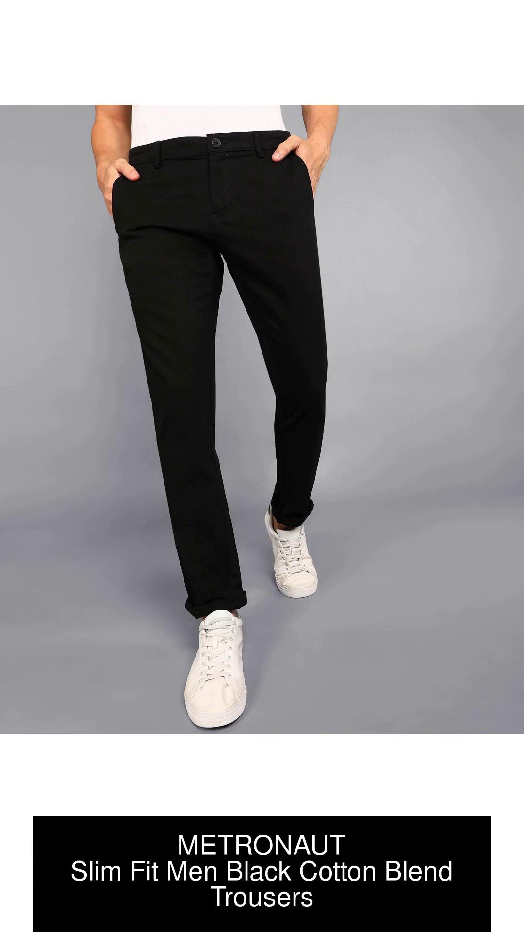 METRONAUT Slim Fit Men Cotton Blend Black Trousers - Buy METRONAUT