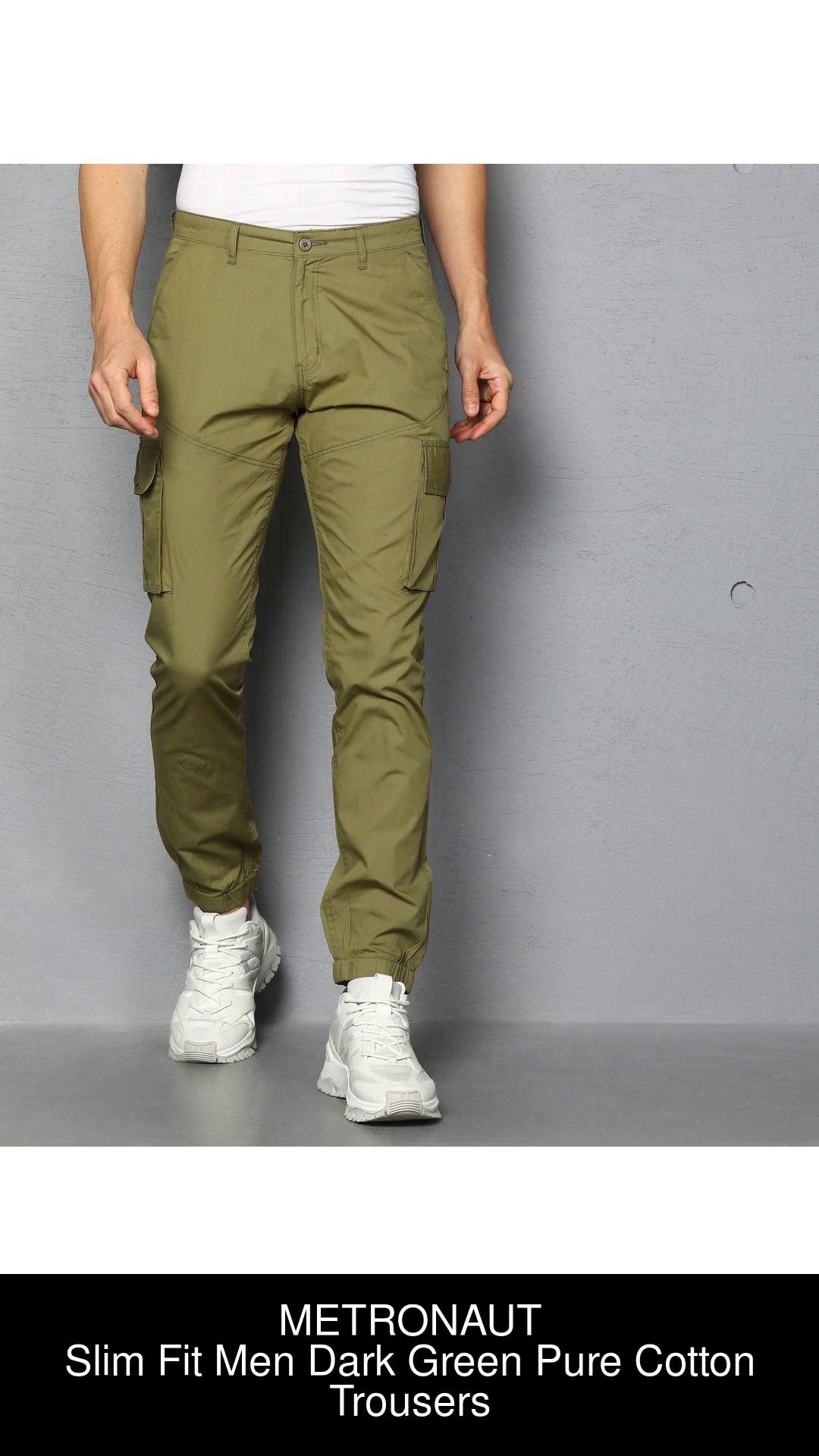 METRONAUT Slim Fit Men Pure Cotton Dark Green Trousers - Buy METRONAUT Slim Fit  Men Pure Cotton Dark Green Trousers Online at Best Prices in India