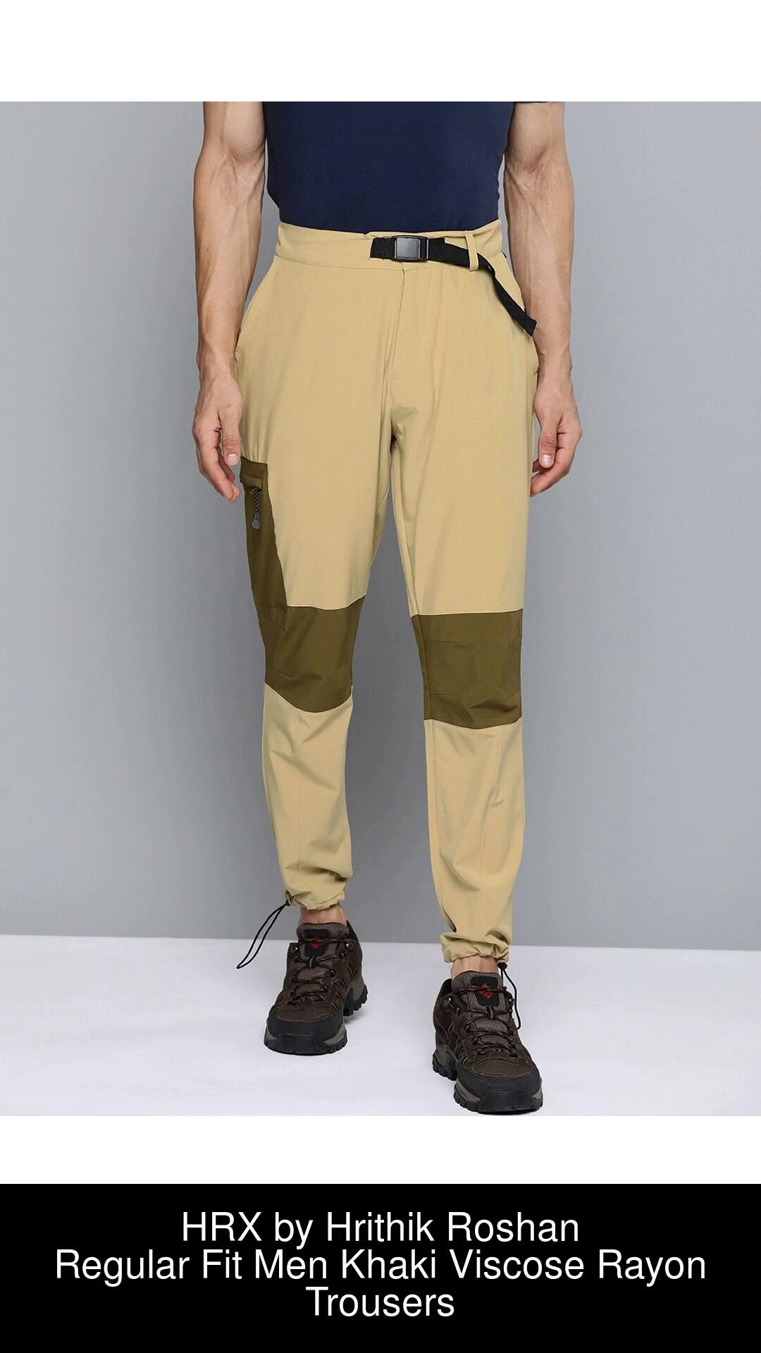 HRX by Hrithik Roshan Regular Fit Men Khaki Trousers - Buy HRX by Hrithik  Roshan Regular Fit Men Khaki Trousers Online at Best Prices in India