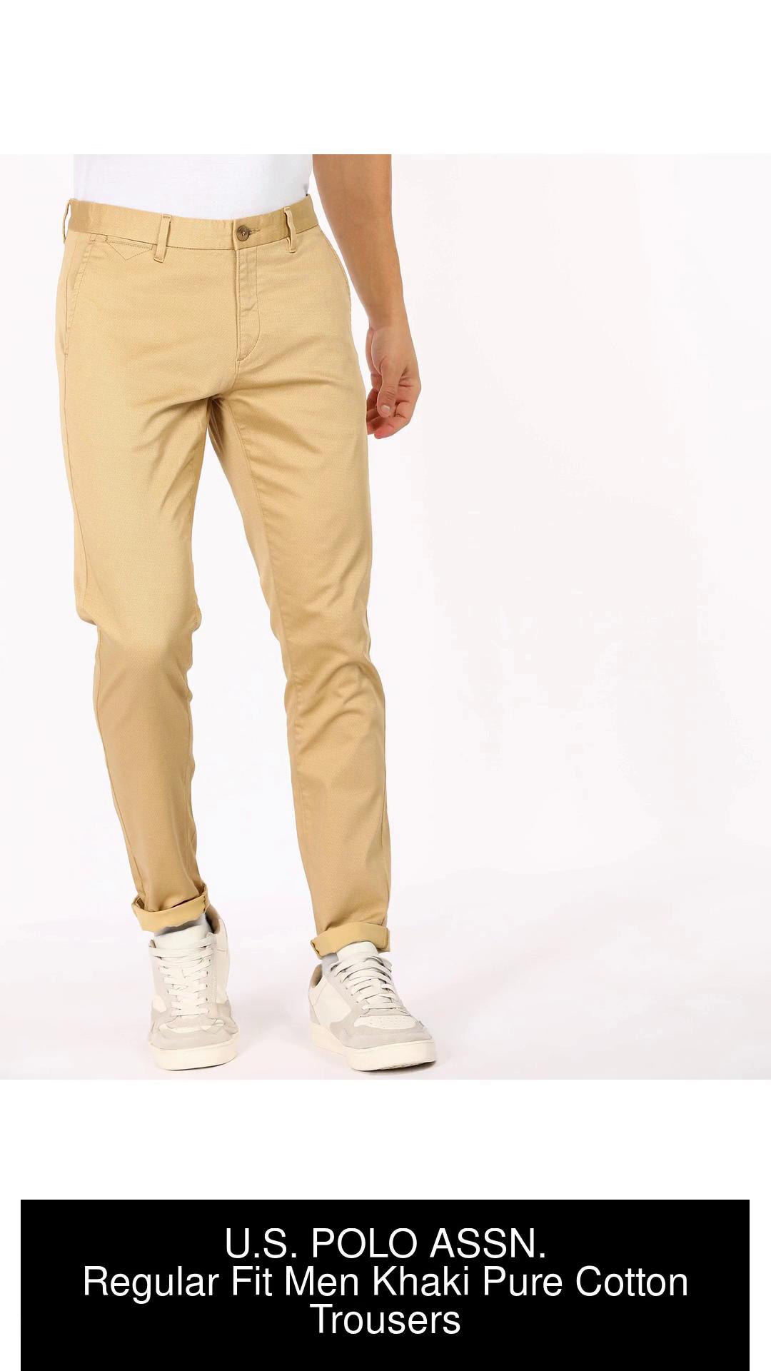 Buy US Polo Assn Khaki Cotton Regular Fit Trousers for Mens Online   Tata CLiQ