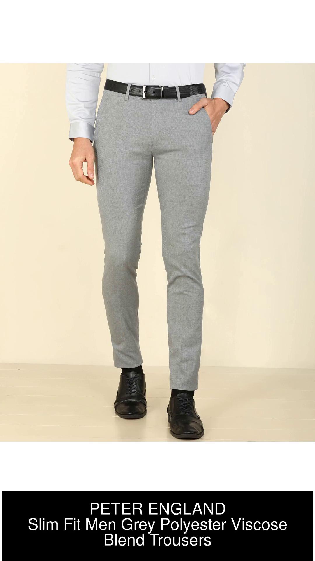 Peter England Elite Grey Slim Fit Trousers