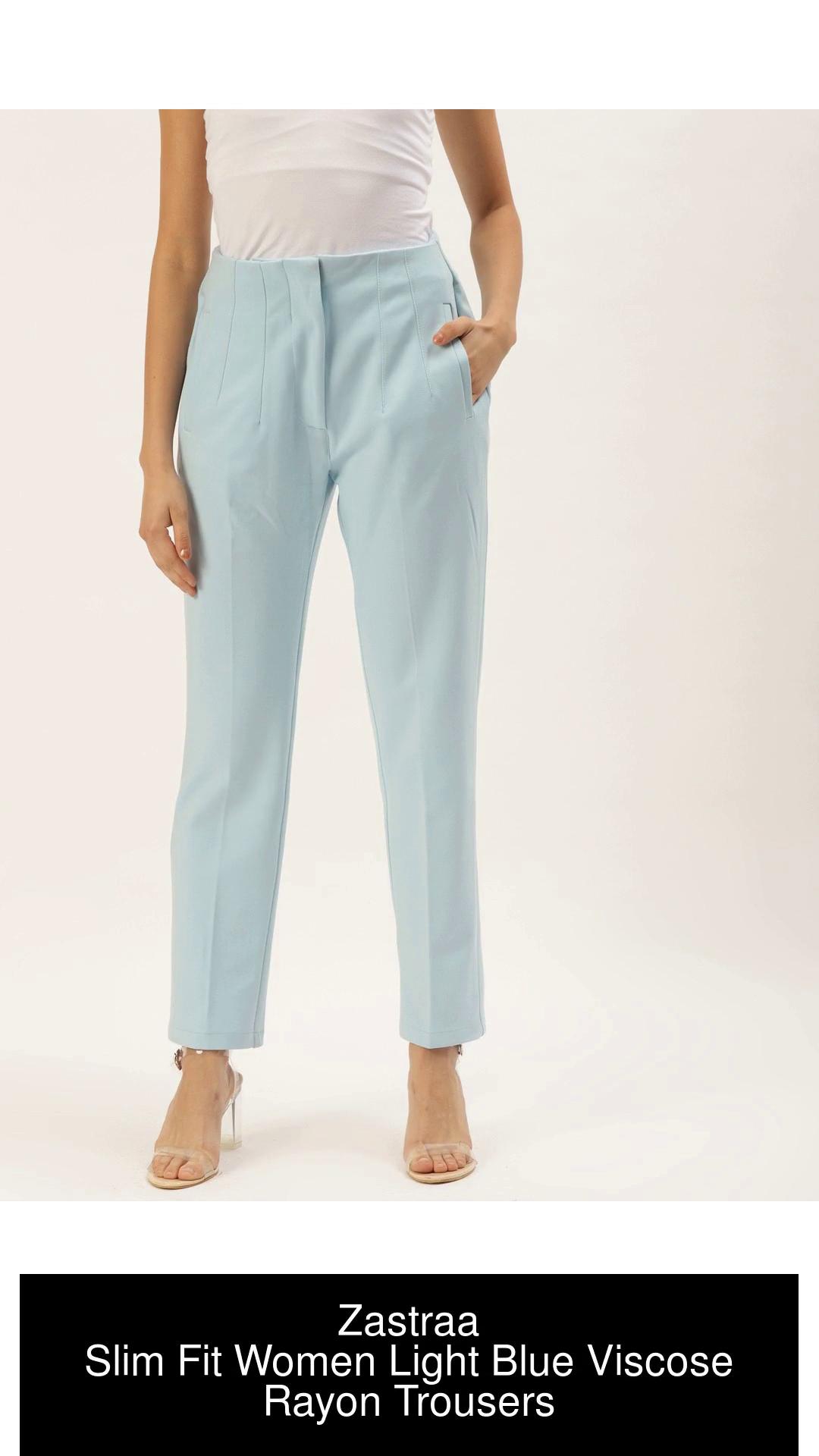 Buy NAARI Blue Cotton Slim Fit Embroidered Cigarette Trousers for Womens  at Amazonin