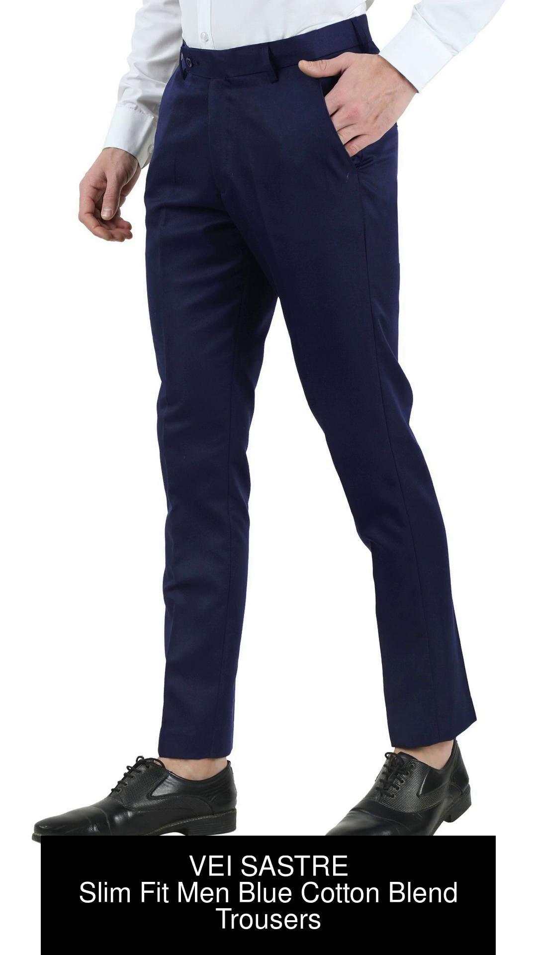 Buy Regular Fit Men Trousers Royal Blue Poly Cotton Blend for Best Price  Reviews Free Shipping
