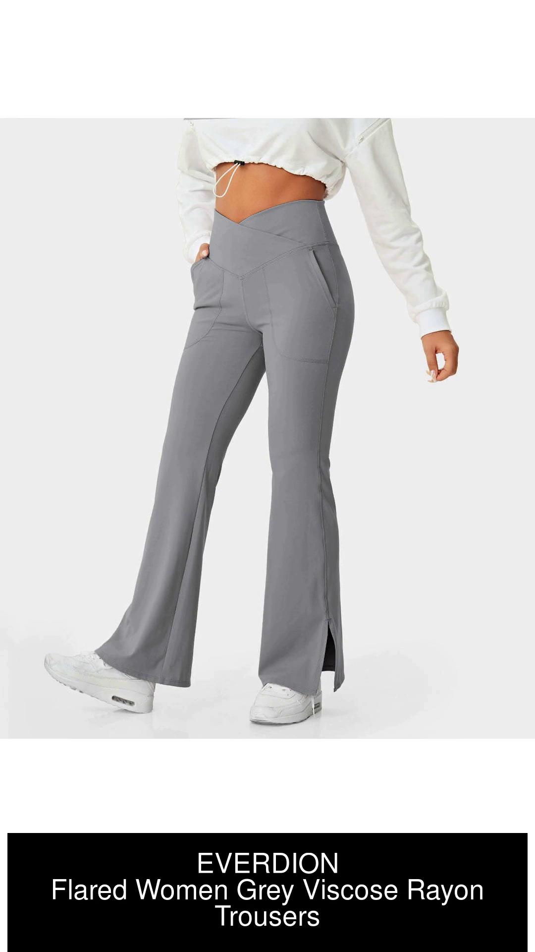 EVERDION Flared Women Grey Trousers - Buy EVERDION Flared Women Grey  Trousers Online at Best Prices in India