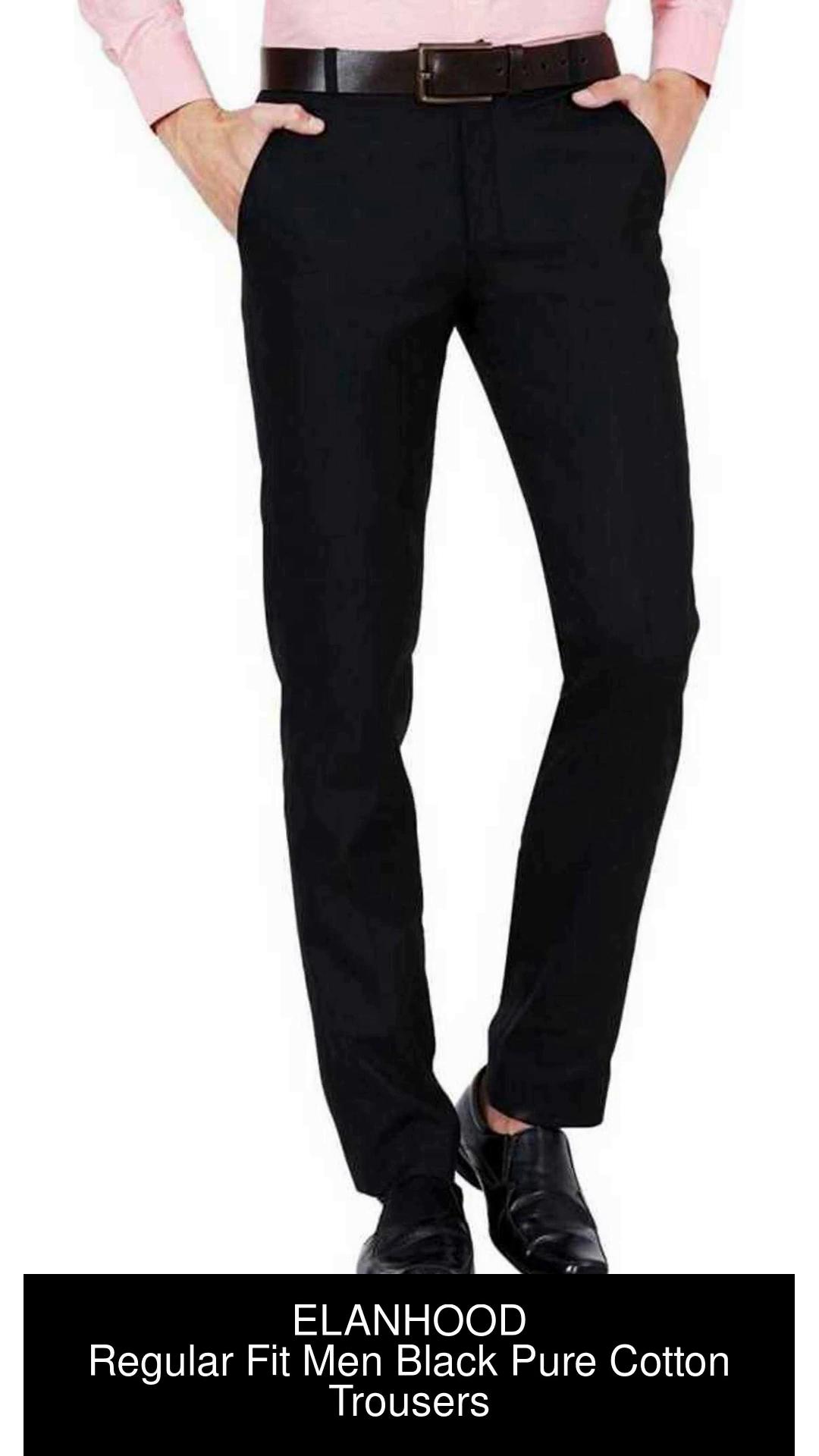 Buy Men Black Solid Regular Fit Trousers Online  173296  Peter England