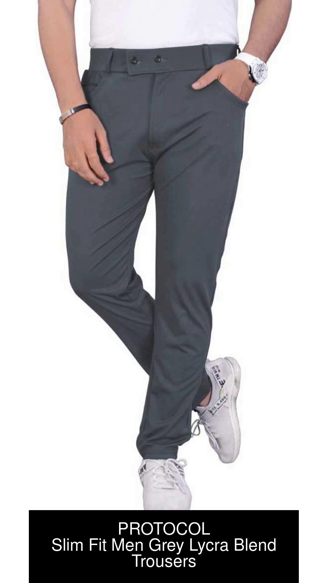 Casual Wear Plain Mens Grey Slim Fit Formal Trouser