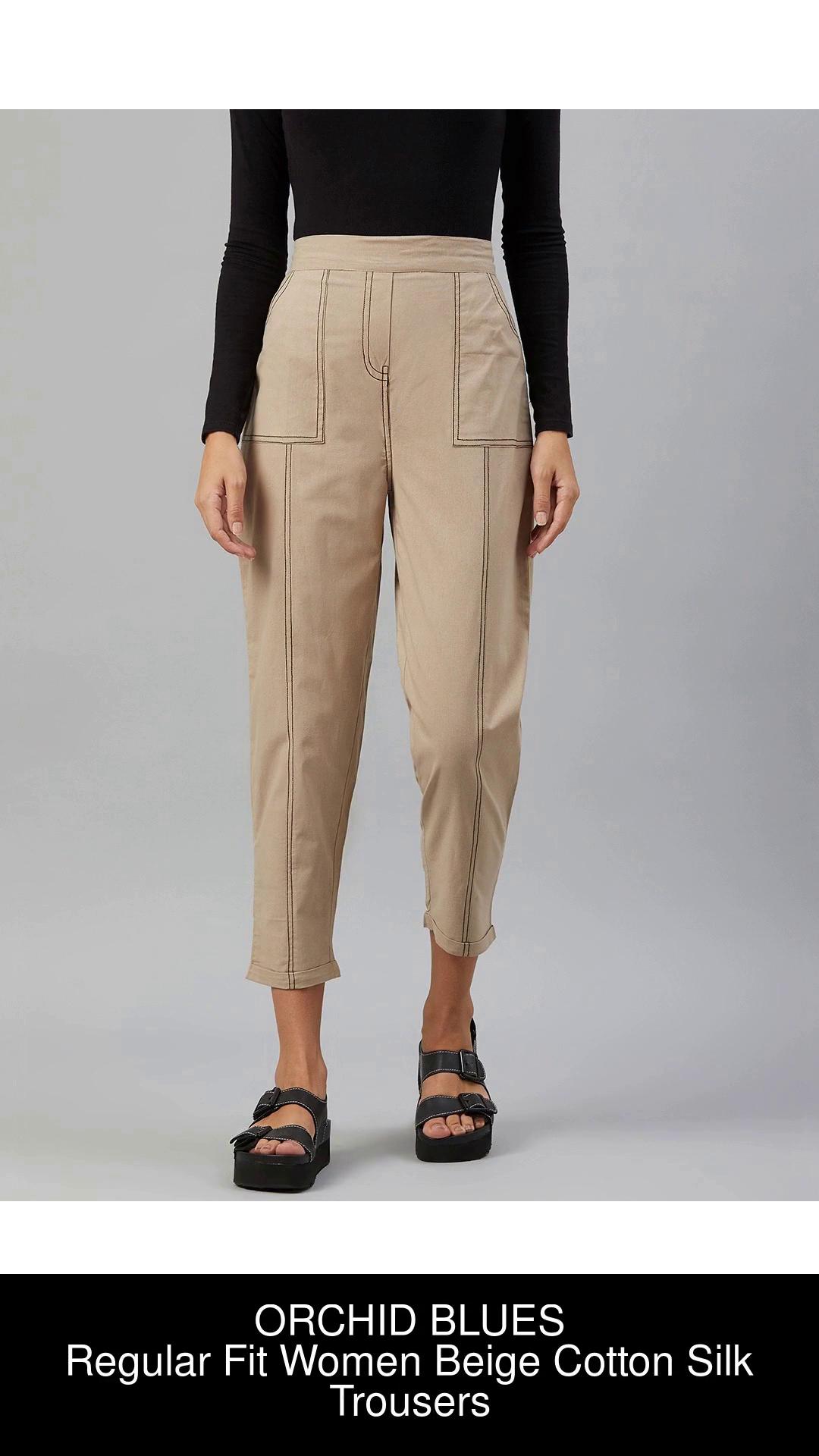 Buy Beige Trousers & Pants for Women by ORCHID BLUES Online