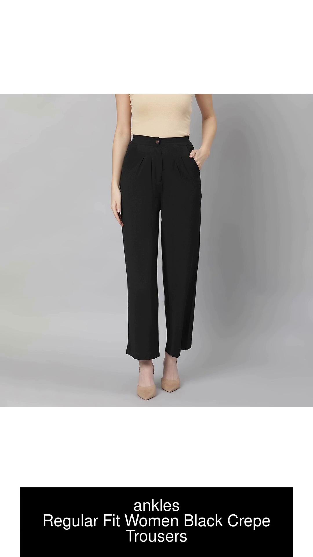 Buy FABALLEY Solid Crepe Regular Fit Womens Wide Leg Trousers  Shoppers  Stop