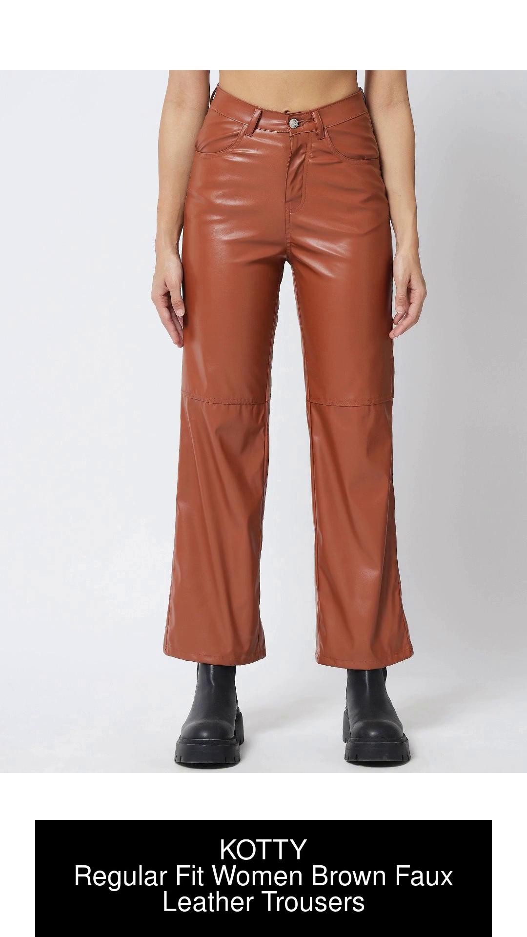 Imitation leather trousers  Dark brown  Ladies  HM IN