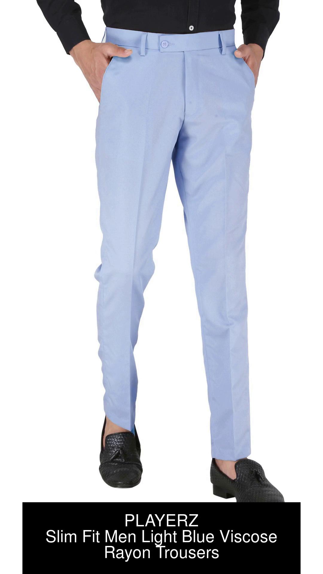 Formal Trouser Check Men Navy Blue Cotton Formal Trouser at Cliths