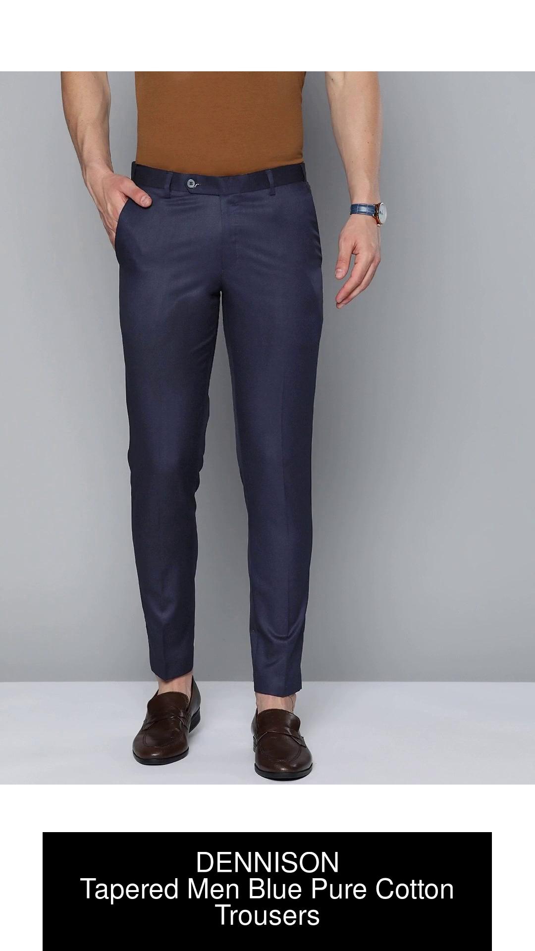 Buy DENNISON Men Blue Tapered Fit Trousers - Trousers for Men