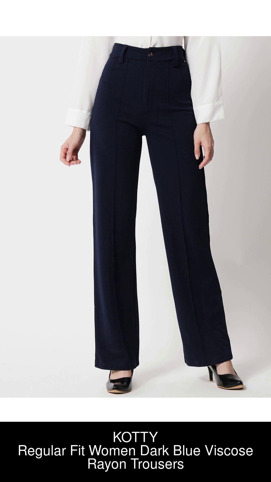 KOTTY Regular Fit Women Dark Blue Trousers - Buy KOTTY Regular Fit