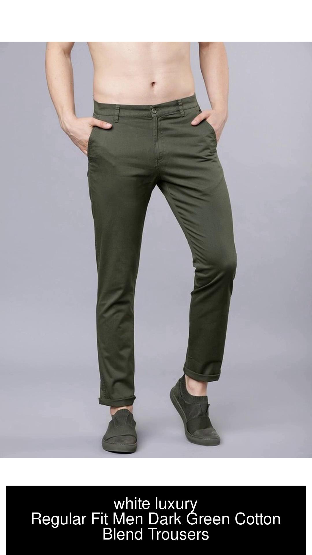 Kotty Regular Fit Women Ankle Length Dark Green Trousers