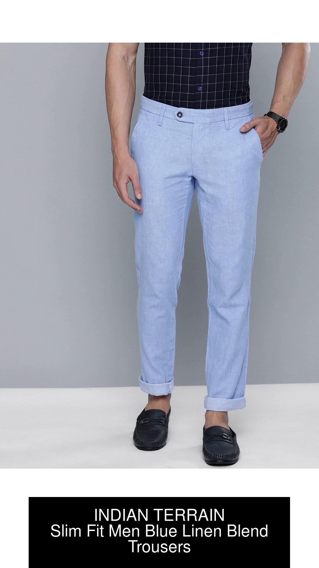 INDIAN TERRAIN Slim Fit Men Blue Trousers  Buy INDIAN TERRAIN Slim Fit Men  Blue Trousers Online at Best Prices in India  Flipkartcom