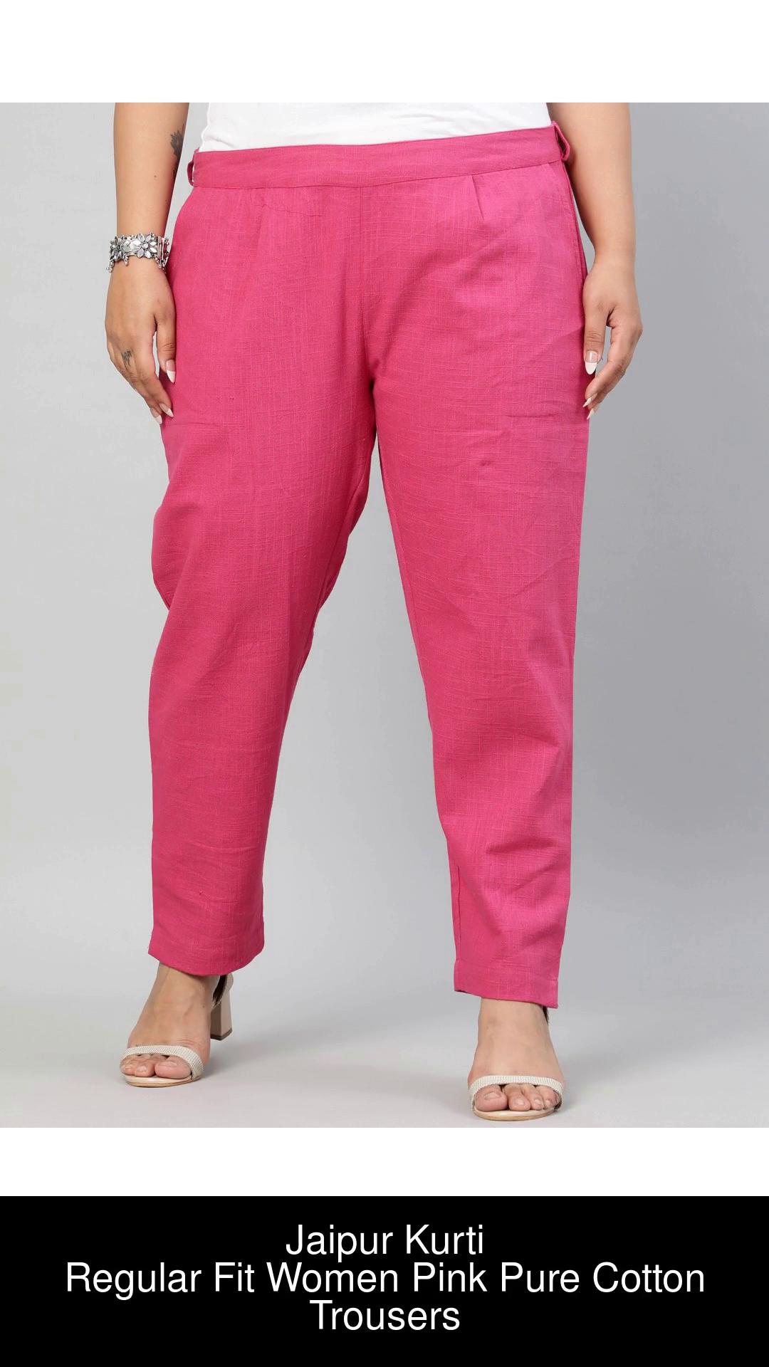 Jaipur Kurti Regular Fit Women Pink Trousers - Buy Jaipur Kurti Regular Fit Women  Pink Trousers Online at Best Prices in India