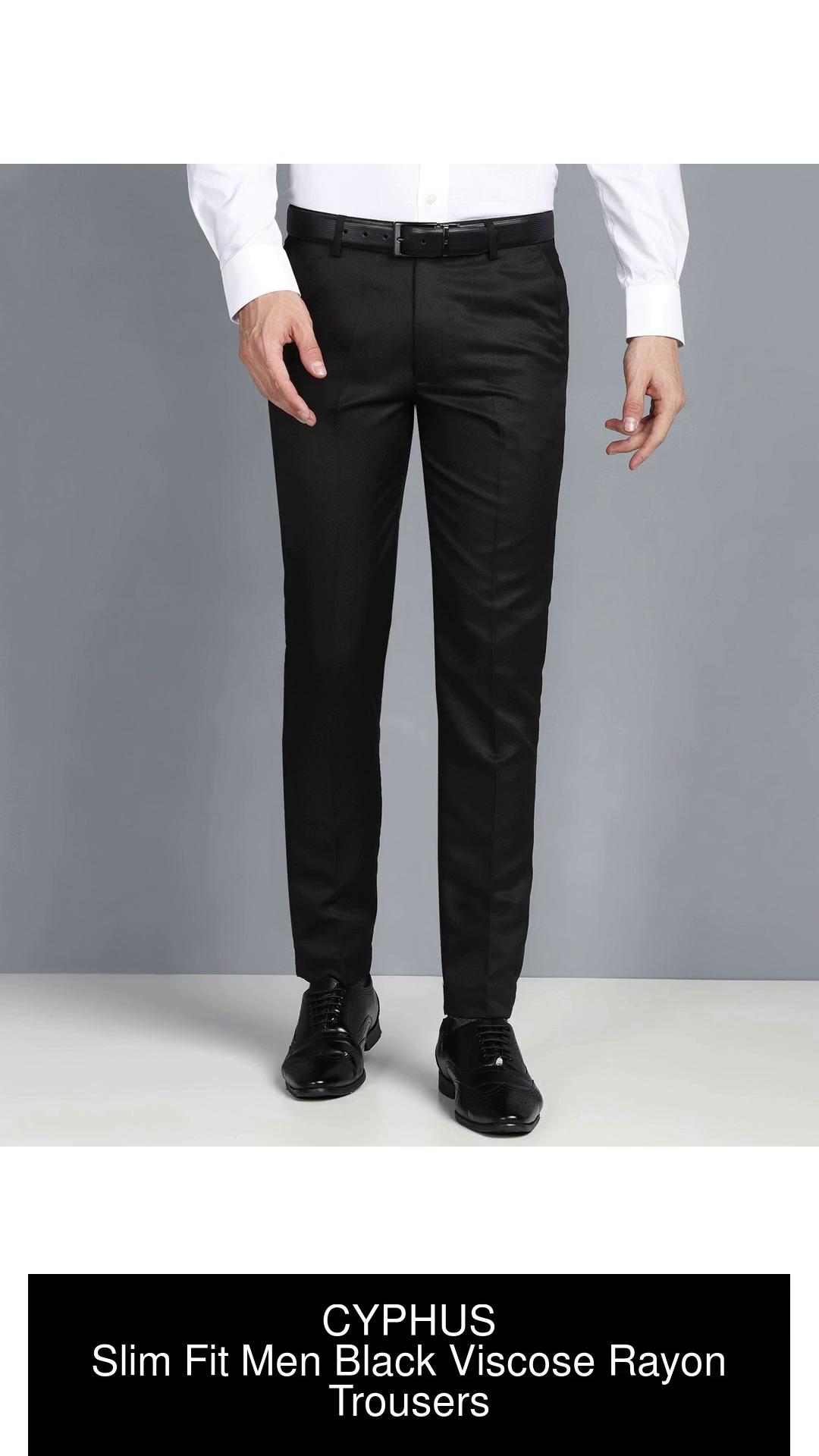Buy Men Black Solid Slim Fit Formal Trousers Online  696358  Peter England
