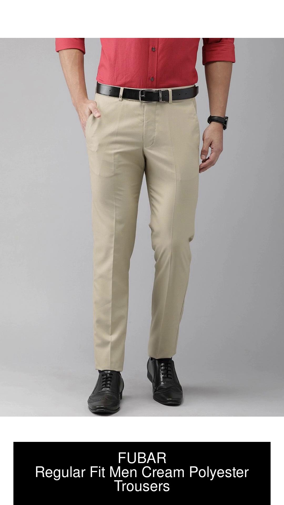 Buy Van Heusen Men Cream Coloured Solid Formal Trousers  Trousers for Men  1967557  Myntra