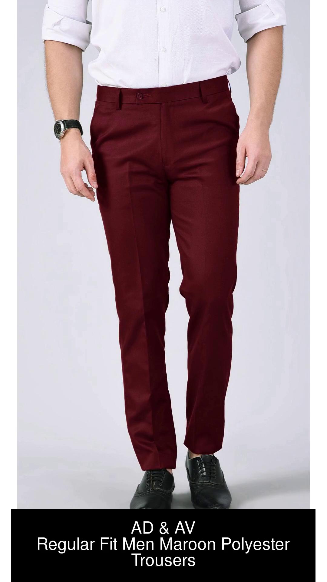 Buy Hancock Mens Maroon Cotton Solid Slim Fit Formal Trouser at Amazon.in