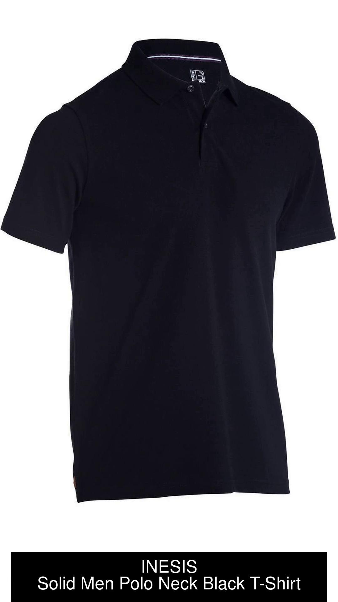 Decathlon INESIS Solid Men Polo Neck Black T Shirt Buy