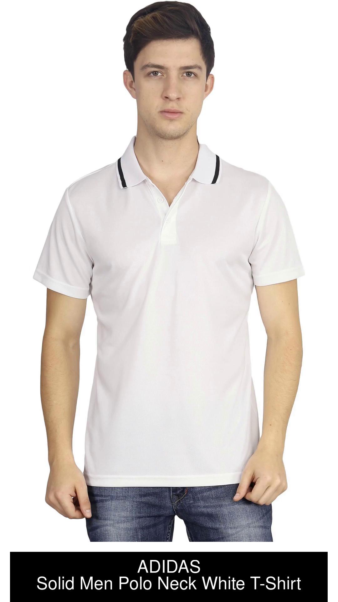 Adidas white t hot sale shirt with collar