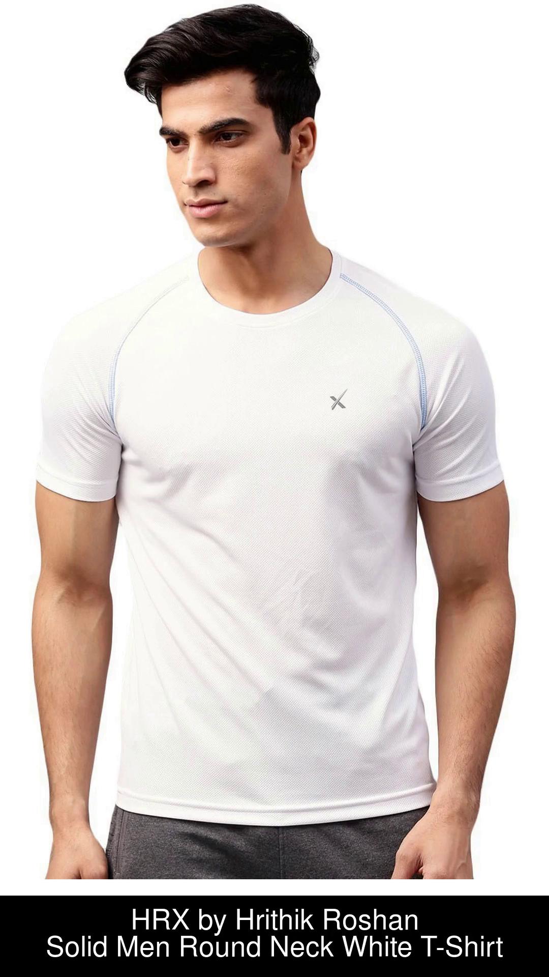HRX by Hrithik Roshan Solid Men Round Neck White, Black T-Shirt - Buy HRX  by Hrithik Roshan Solid Men Round Neck White, Black T-Shirt Online at Best  Prices in India