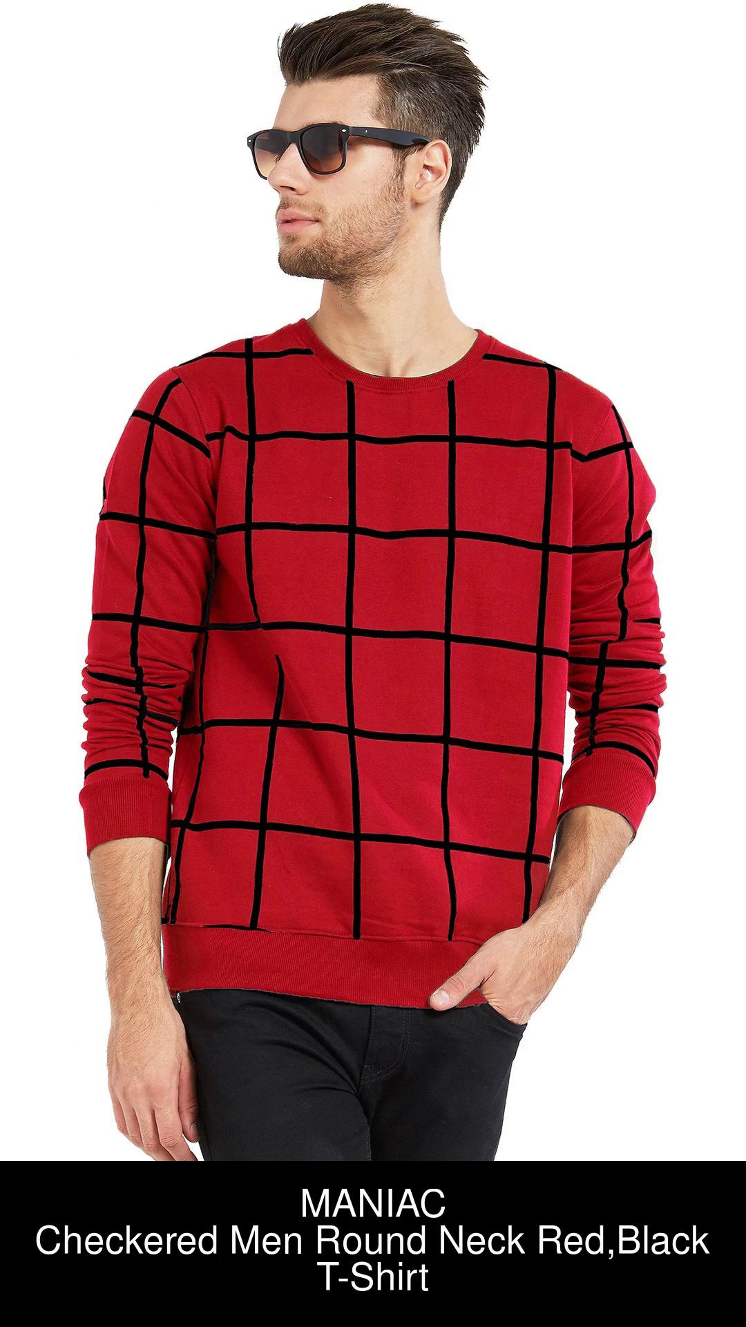 red black check t shirt