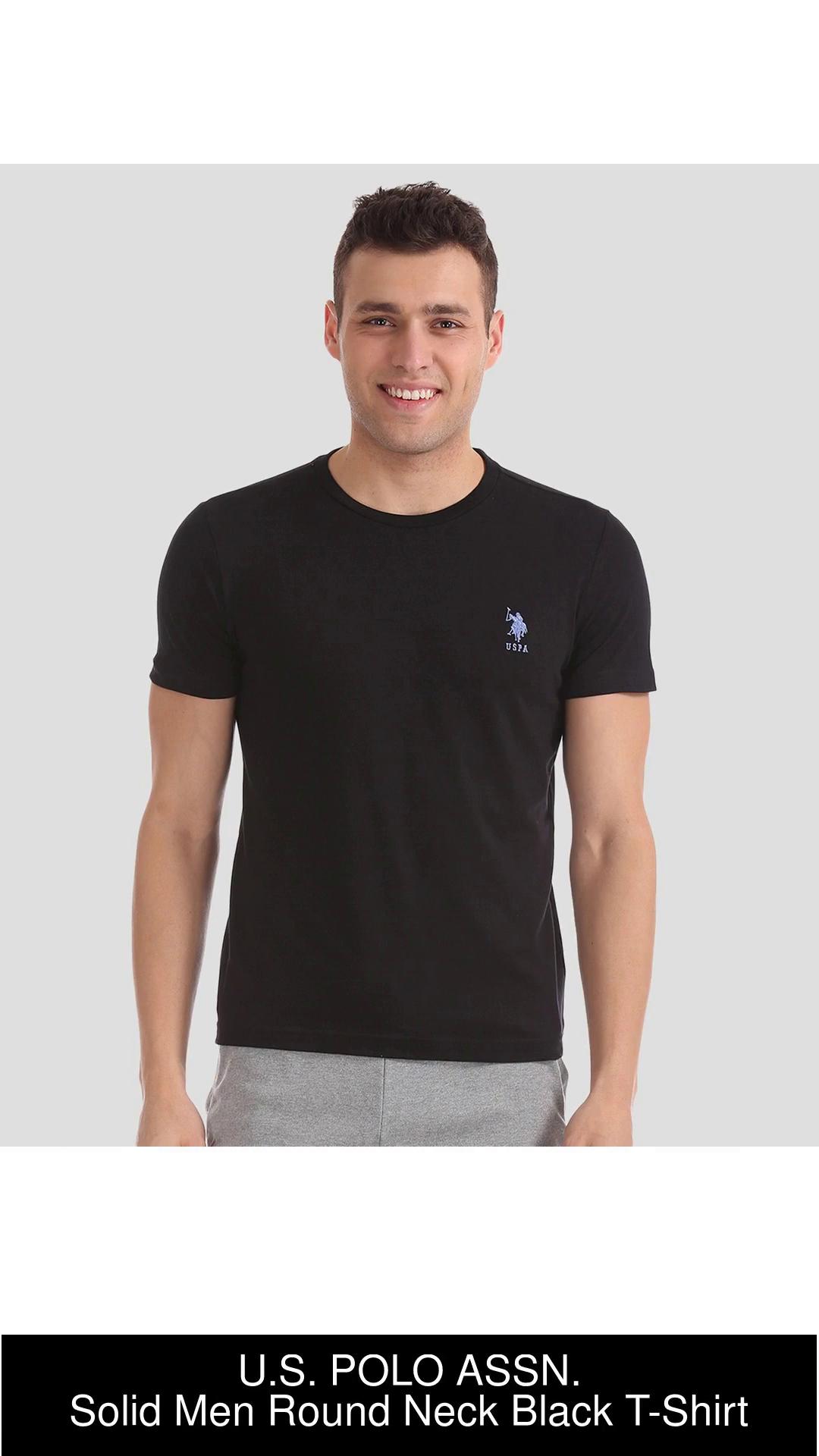 U.S. Polo Assn. Solid Men Polo Neck Black T-shirt