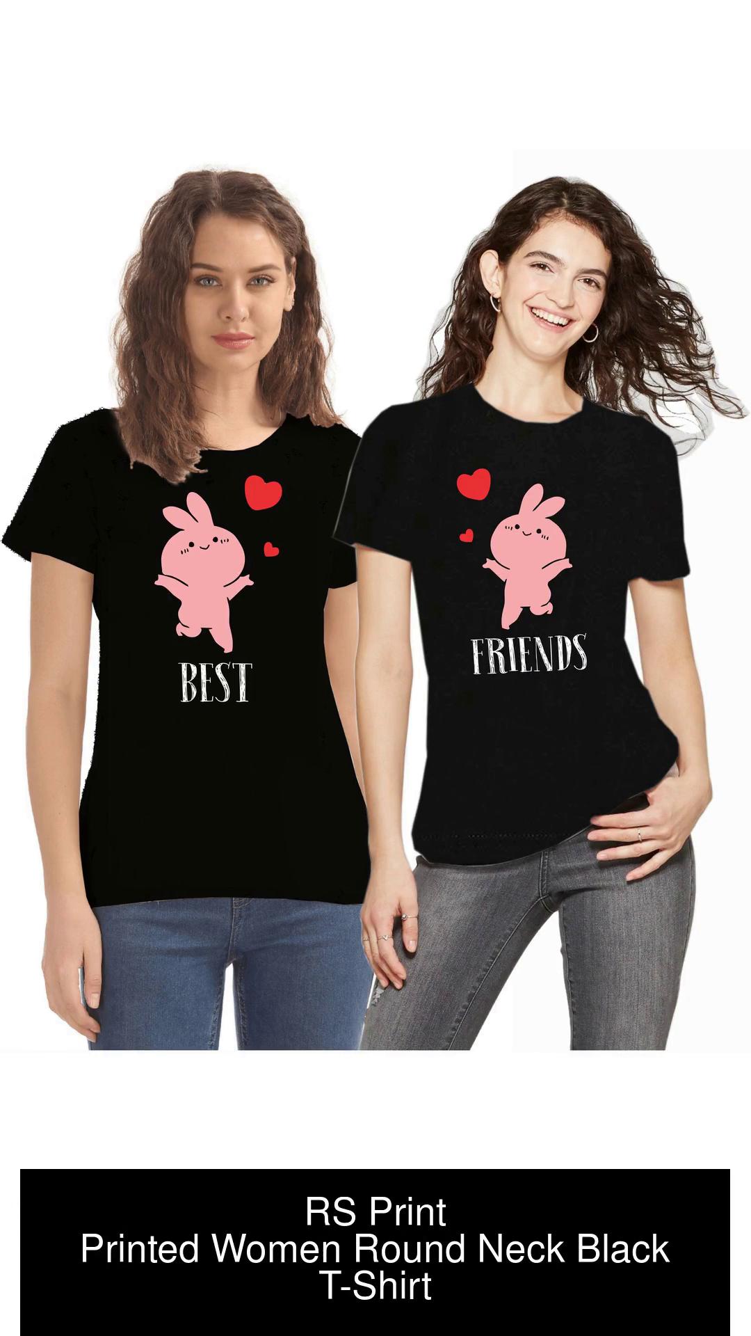 Bksh Printed Women Round Neck Black T-shirt