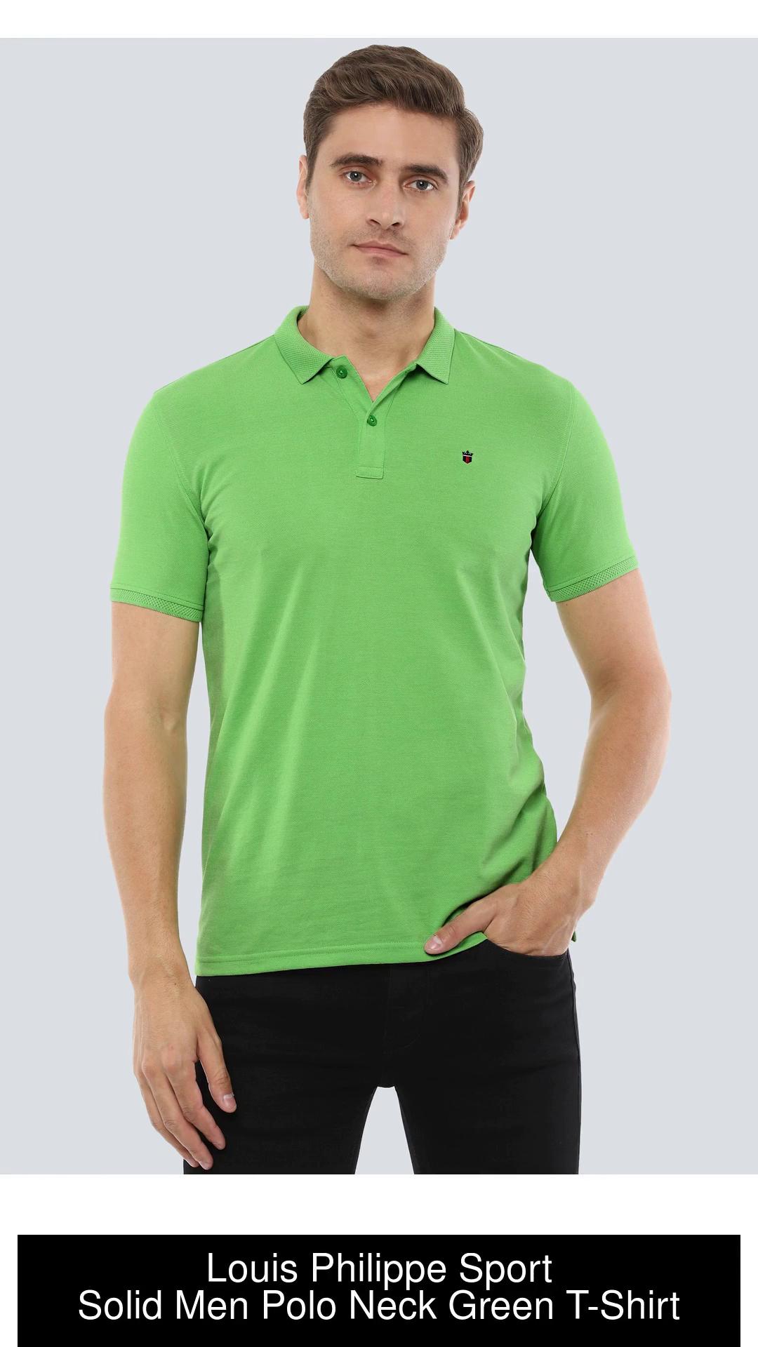 Louis Philippe Sport Men Green Solid Polo Collar T-shirt
